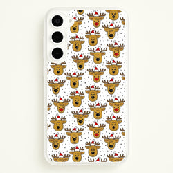 Reindeers In Santa Hats Pattern  -  Phone Case for Galaxy S23