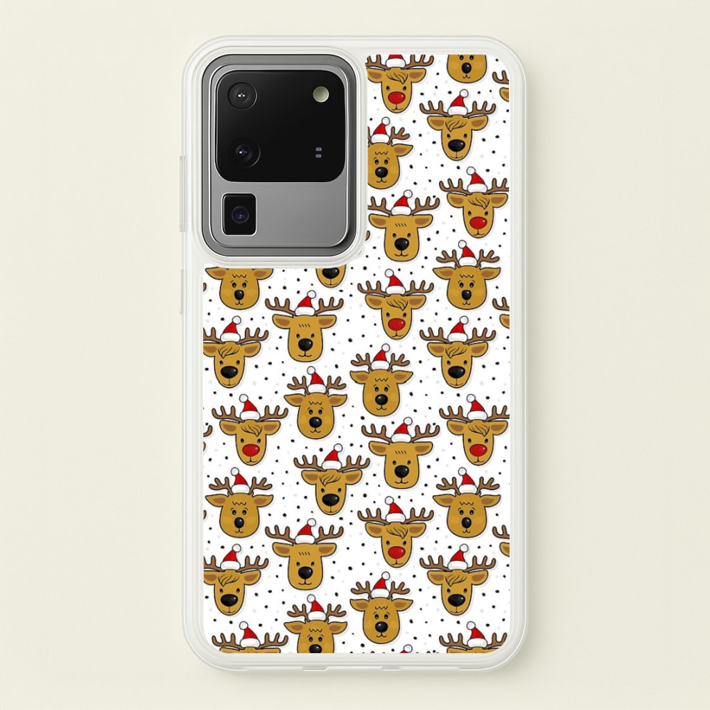Reindeers In Santa Hats Pattern  -  Phone Case for Galaxy S20 Ultra