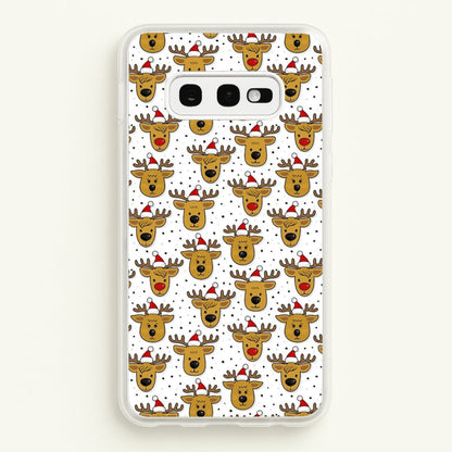 Reindeers In Santa Hats Pattern  -  Phone Case for Galaxy S10e