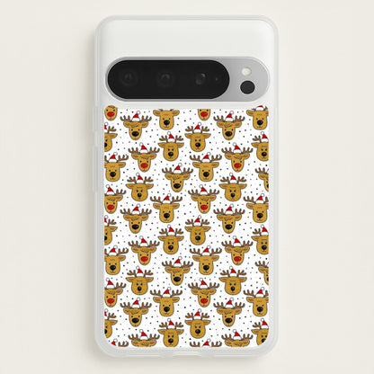 Reindeers In Santa Hats Pattern  -  Phone Case for Google Pixel 9 Pro XL