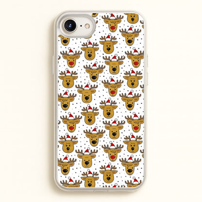 Reindeers In Santa Hats Pattern  -  Phone Case for iPhone 6 Plus / 7 Plus / 8 Plus