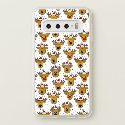 Reindeers In Santa Hats Pattern  -  Phone Case for Galaxy S10 Plus