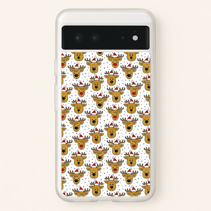 Reindeers In Santa Hats Pattern  -  Phone Case for Google Pixel 6