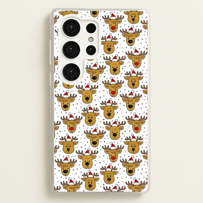 Reindeers In Santa Hats Pattern  -  Phone Case for Galaxy S25 Ultra