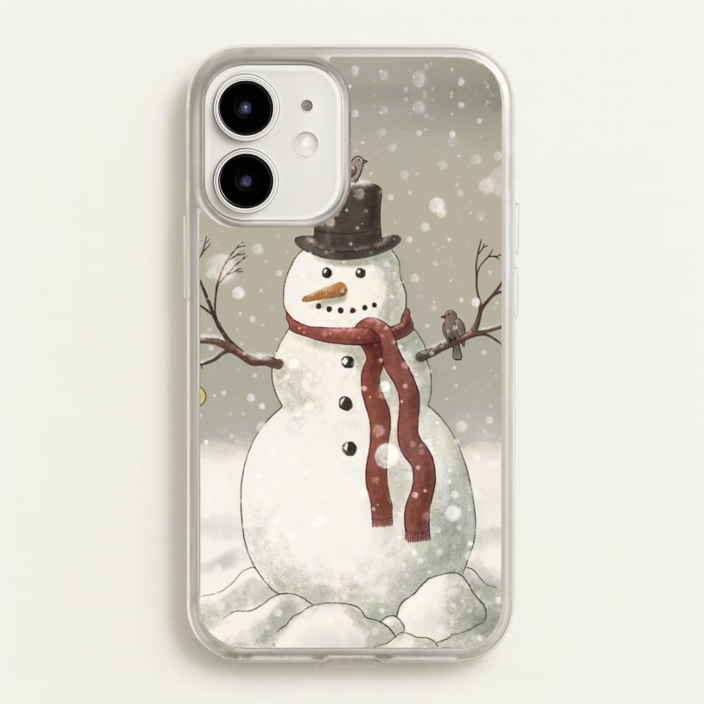 Christmas Snowman Drawing  -  Phone Case for iPhone 12 / 12 Pro