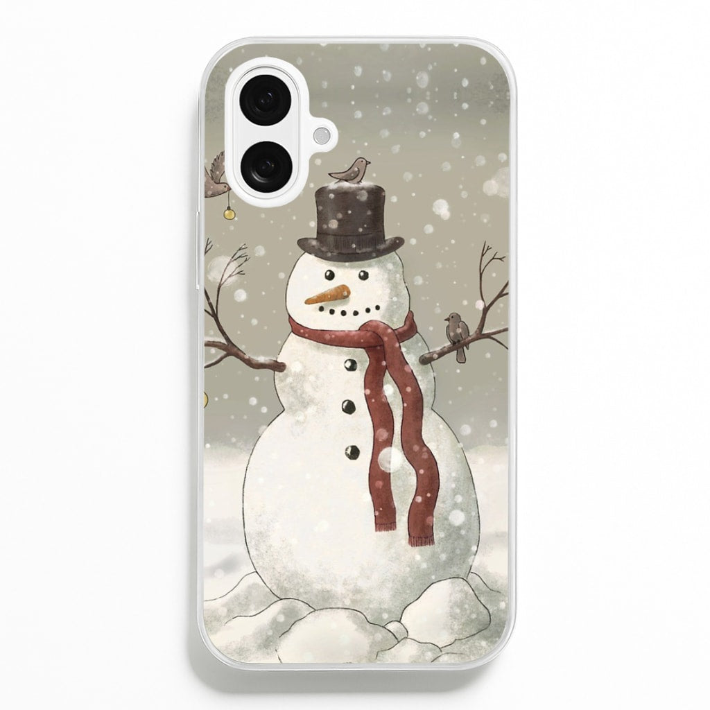 Christmas Snowman Drawing  -  Phone Case for iPhone 16 Plus