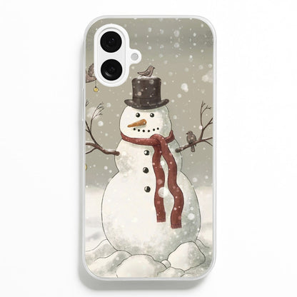 Christmas Snowman Drawing  -  Phone Case for iPhone 16 Plus