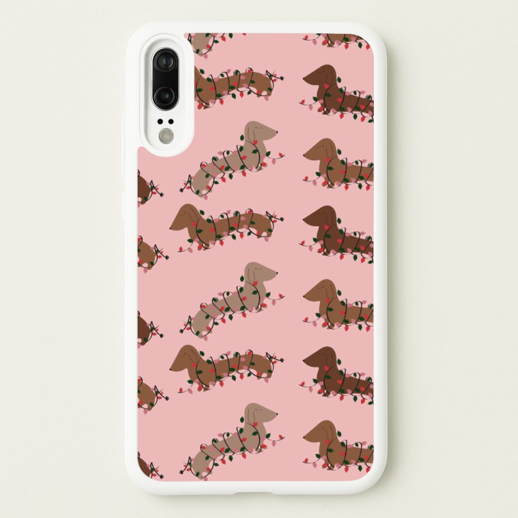 Dachshund Christmas Pattern  - Christmas Phone Case for Huawei P20