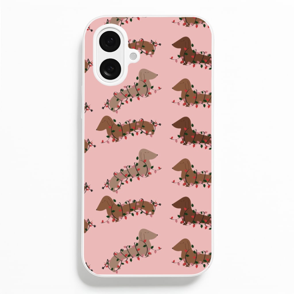 Dachshund Christmas Pattern  - Christmas Phone Case for iPhone 16 Plus