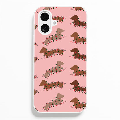 Dachshund Christmas Pattern  - Christmas Phone Case for iPhone 16 Plus