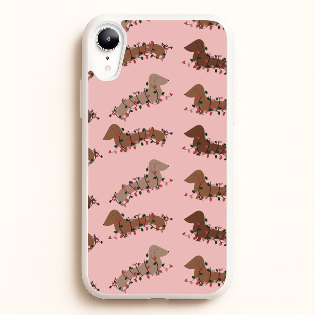 Dachshund Christmas Pattern  - Christmas Phone Case for iPhone XR