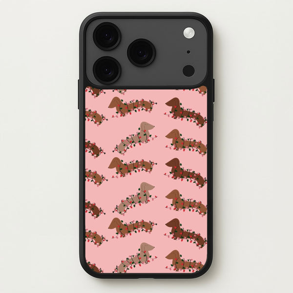 Dachshund Christmas Pattern Phone Case for iPhone 17 Pro