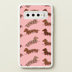 Dachshund Christmas Pattern  - Christmas Phone Case for Galaxy S10 Plus