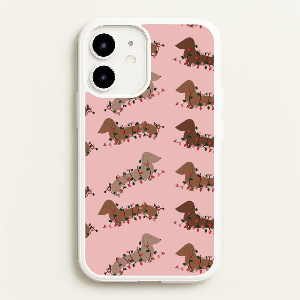 Dachshund Christmas Pattern  - Christmas Phone Case for iPhone 12 Mini