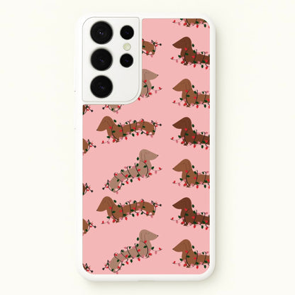 Dachshund Christmas Pattern  - Christmas Phone Case for Galaxy S21 Ultra