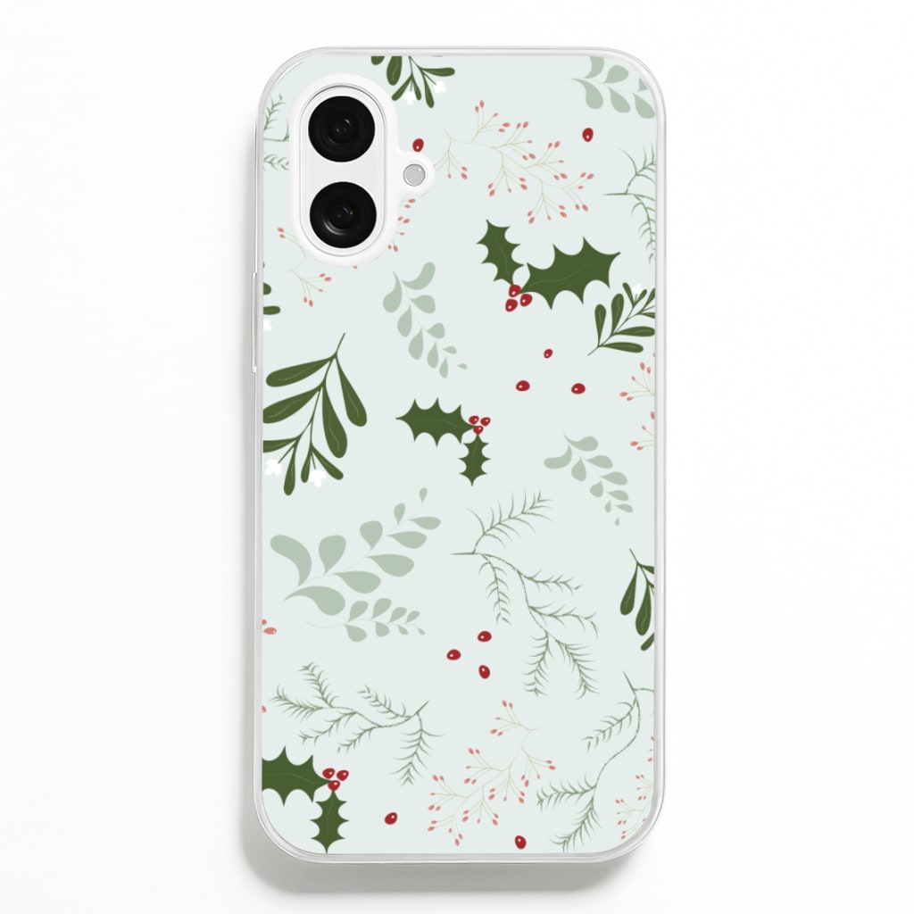 Christmas Floral Pattern  - Christmas Phone Case for iPhone 16 Plus