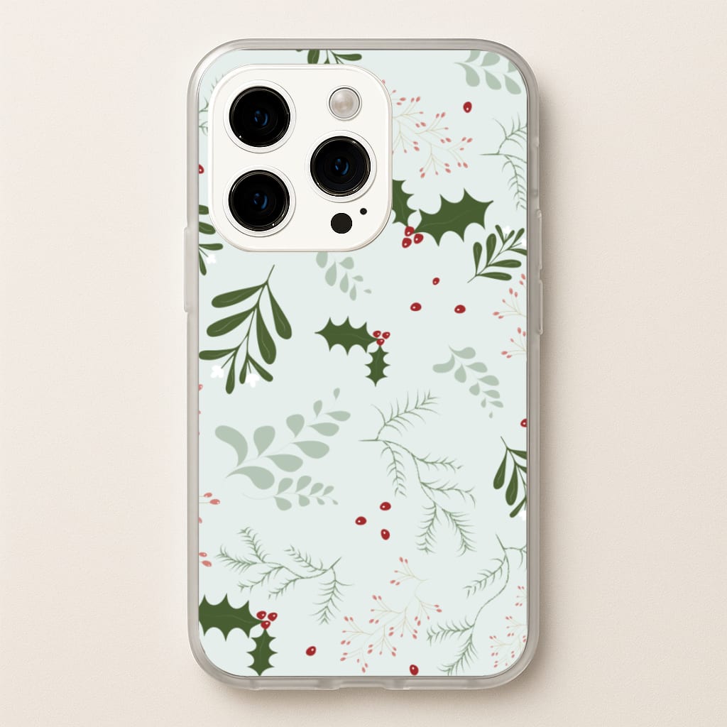 Christmas Floral Pattern  - Christmas Phone Case for iPhone 15 Pro Max