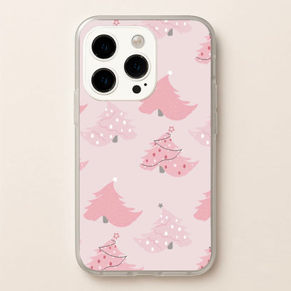 Pink Christmas Tree Pattern  - Christmas Phone Case for iPhone 14 Pro Max
