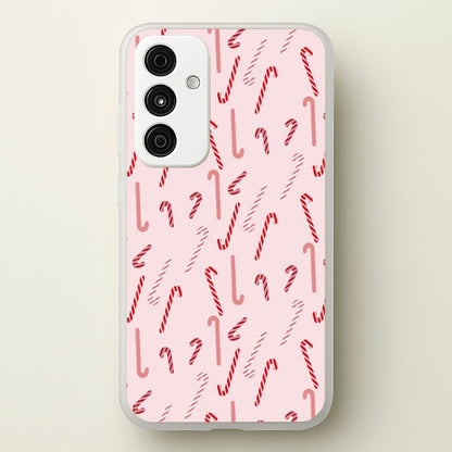 Pink Candycane Christmas Pattern  - Christmas Phone Case for Galaxy A55