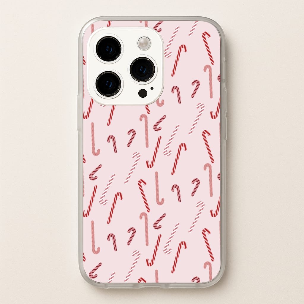 Pink Candycane Christmas Pattern  - Christmas Phone Case for iPhone 15 Pro