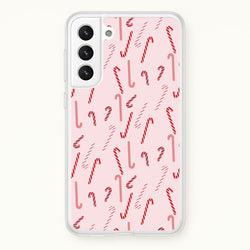 Pink Candycane Christmas Pattern  - Christmas Phone Case for Galaxy S21FE