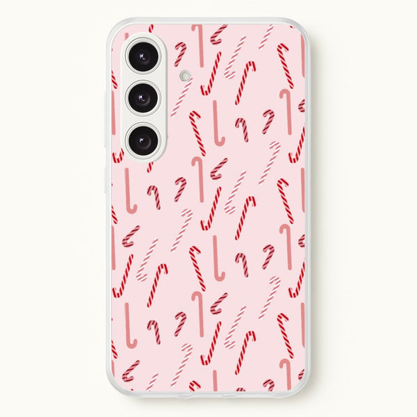 Pink Candycane Christmas Pattern  - Christmas Phone Case for Galaxy S24