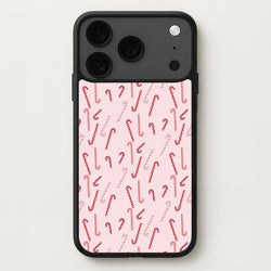 Pink Candycane Christmas Pattern Phone Case for iPhone 17 Pro