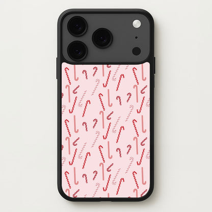 Pink Candycane Christmas Pattern Phone Case for iPhone 17 Pro