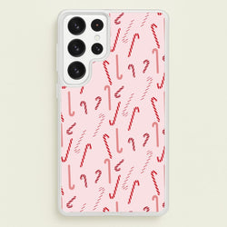 Pink Candycane Christmas Pattern  - Christmas Phone Case for Galaxy S22 Ultra