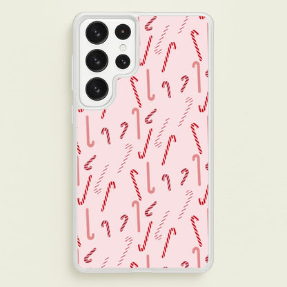 Pink Candycane Christmas Pattern  - Christmas Phone Case for Galaxy S22 Ultra