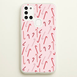 Pink Candycane Christmas Pattern  - Christmas Phone Case for Galaxy A21s