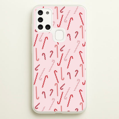 Pink Candycane Christmas Pattern  - Christmas Phone Case for Galaxy A21s