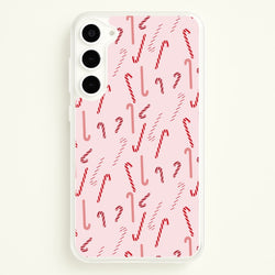 Pink Candycane Christmas Pattern  - Christmas Phone Case for Galaxy S23