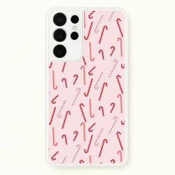 Pink Candycane Christmas Pattern  - Christmas Phone Case for Galaxy S21 Ultra