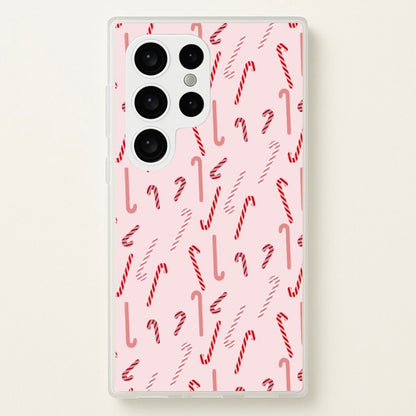 Pink Candycane Christmas Pattern  - Christmas Phone Case for Galaxy S24 Ultra