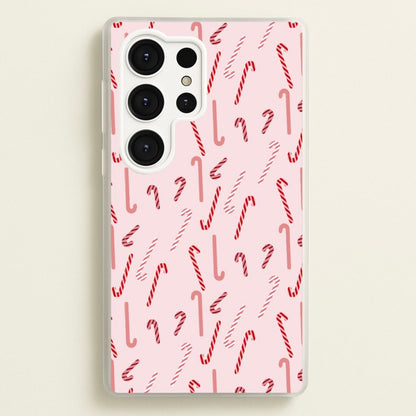 Pink Candycane Christmas Pattern  - Christmas Phone Case for Galaxy S25 Ultra