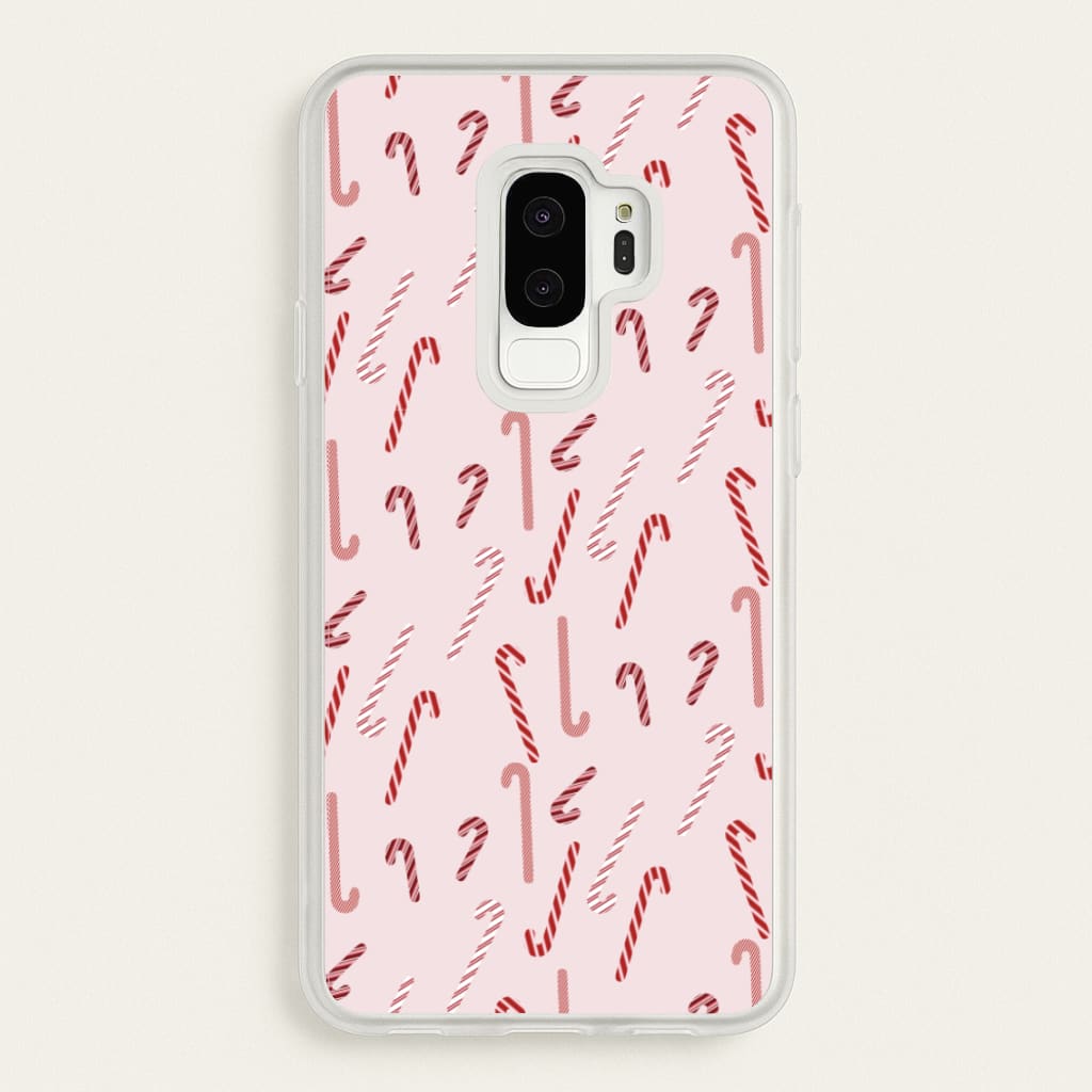 Pink Candycane Christmas Pattern  - Christmas Phone Case for Galaxy S9 Plus