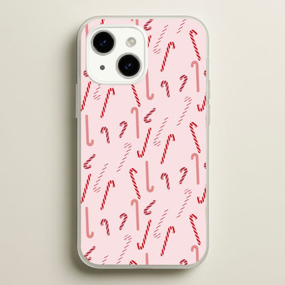 Pink Candycane Christmas Pattern  - Christmas Phone Case for iPhone 14 Plus