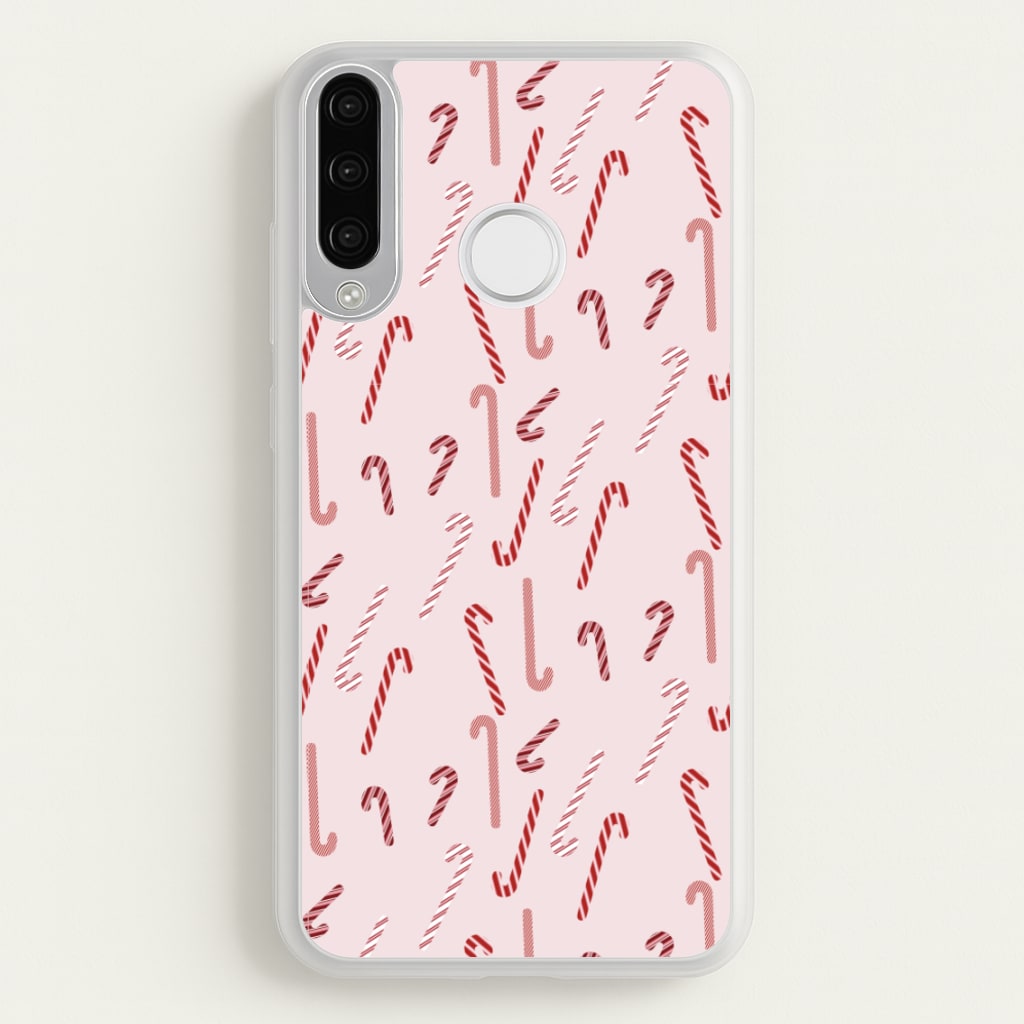 Pink Candycane Christmas Pattern  - Christmas Phone Case for Huawei P30 Lite
