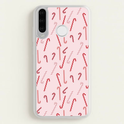 Pink Candycane Christmas Pattern  - Christmas Phone Case for Huawei P30 Lite