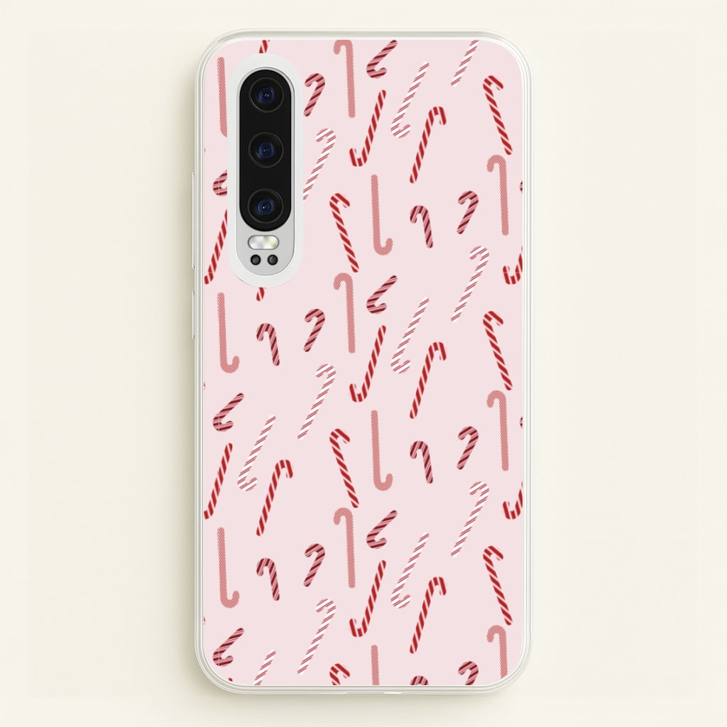 Pink Candycane Christmas Pattern  - Christmas Phone Case for Huawei P30