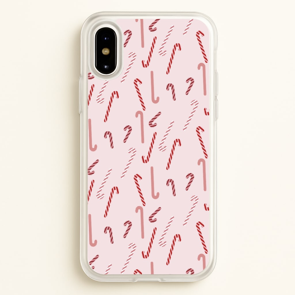 Pink Candycane Christmas Pattern  - Christmas Phone Case for iPhone X / XS