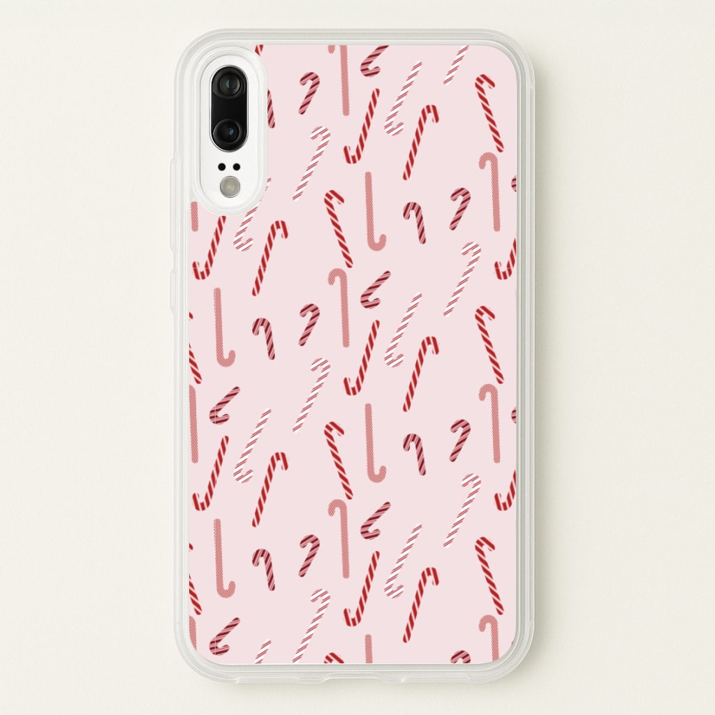 Pink Candycane Christmas Pattern  - Christmas Phone Case for Huawei P20