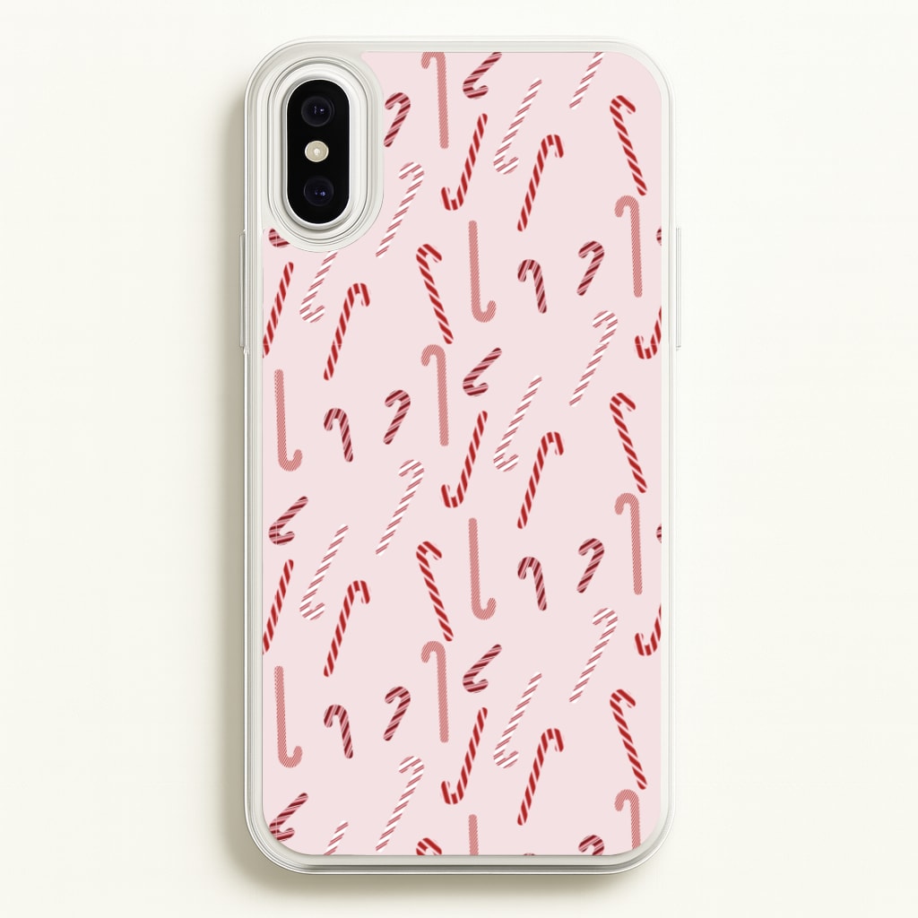 Pink Candycane Christmas Pattern  - Christmas Phone Case for iPhone XS Max