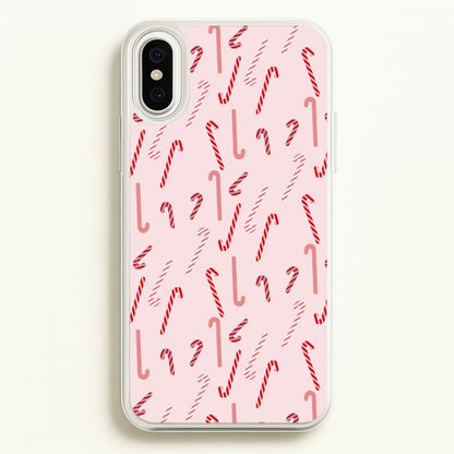 Pink Candycane Christmas Pattern  - Christmas Phone Case for iPhone XS Max