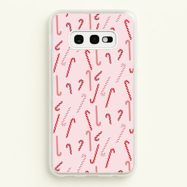 Pink Candycane Christmas Pattern  - Christmas Phone Case for Galaxy S10e