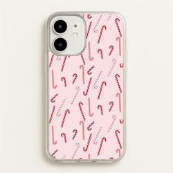 Pink Candycane Christmas Pattern  - Christmas Phone Case for iPhone 12 / 12 Pro
