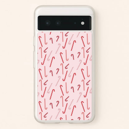 Pink Candycane Christmas Pattern  - Christmas Phone Case for Google Pixel 6