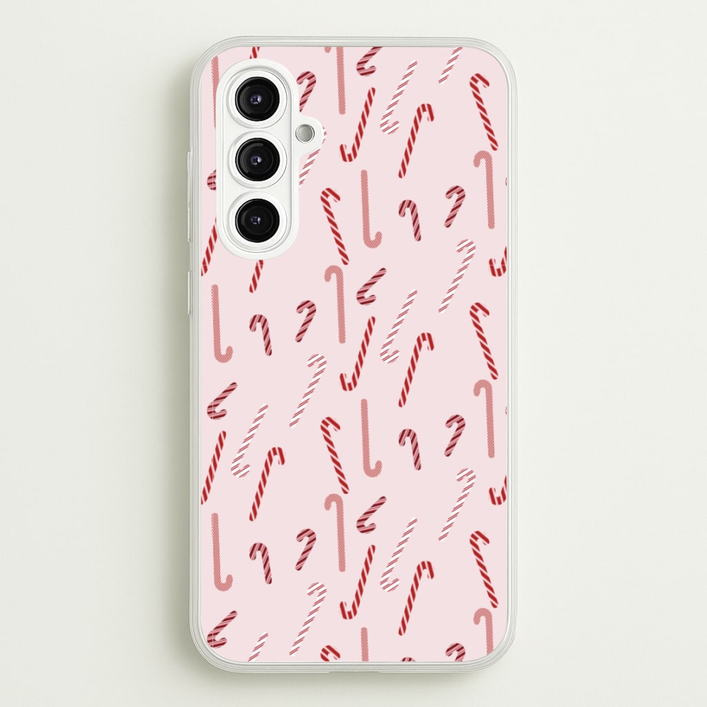 Pink Candycane Christmas Pattern  - Christmas Phone Case for Galaxy A16
