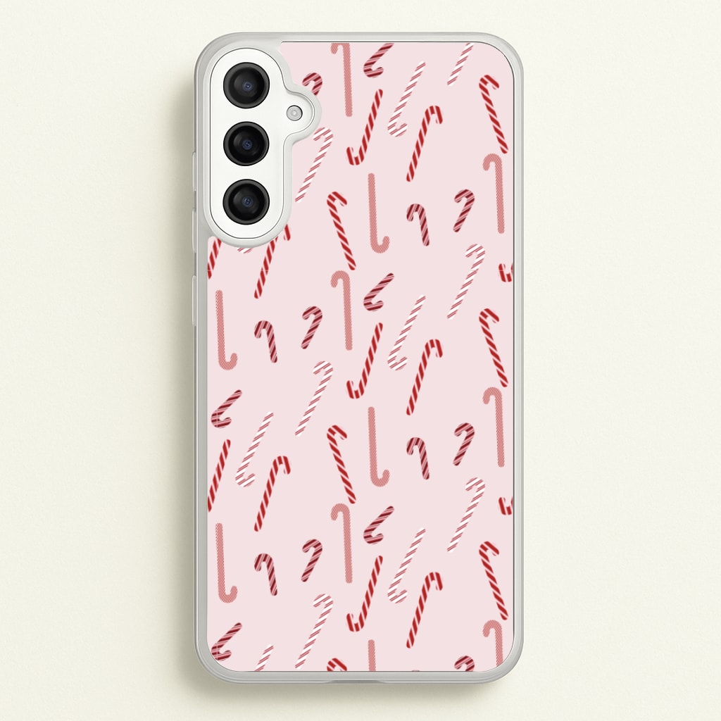 Pink Candycane Christmas Pattern  - Christmas Phone Case for Galaxy A34